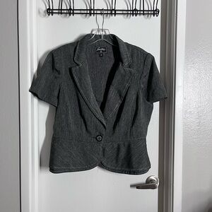 Gray Short Sleeve Women's Blazer